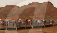 FEATURE -  Touristen in den Rainbow Mountains in Wangye, China
