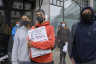 Brazilians protest in front of the Brazilian embassy, of the right wing president 