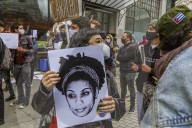Brazilians protest in front of the Brazilian embassy, of the right wing president 