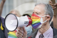 LGBT+ protestors highlight laws regarding gay conversion therapy during a demonstration outside The Cabinet Office, Whitehall, London, Great Britain 
23rd June 2021
