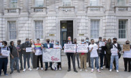 LGBT+ protestors highlight laws regarding gay conversion therapy during a demonstration outside The Cabinet Office, Whitehall, London, Great Britain 
23rd June 2021
