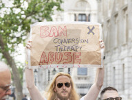 LGBT+ protestors highlight laws regarding gay conversion therapy during a demonstration outside The Cabinet Office, Whitehall, London, Great Britain 
23rd June 2021