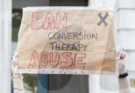 LGBT+ protestors highlight laws regarding gay conversion therapy during a demonstration outside The Cabinet Office, Whitehall, London, Great Britain 
23rd June 2021