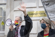 LGBT+ protestors highlight laws regarding gay conversion therapy during a demonstration outside The Cabinet Office, Whitehall, London, Great Britain 
23rd June 2021