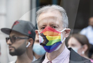 LGBT+ protestors highlight laws regarding gay conversion therapy during a demonstration outside The Cabinet Office, Whitehall, London, Great Britain 
23rd June 2021