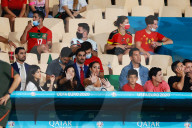 PEOPLE - Cristiano Ronaldos Freundin, Georgina Rodriguez, auf der Tribüne am Spiel Belgien-Portugal