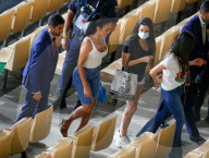 PEOPLE - Cristiano Ronaldos Freundin, Georgina Rodriguez, auf der Tribüne am Spiel Belgien-Portugal