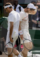 TENNIS - Roger Federer und Andy Murray auf Court 14 beim Training für Wimbledon