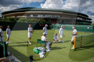 TENNIS - Roger Federer und Andy Murray auf Court 14 beim Training für Wimbledon