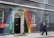 Prime Minister Boris Johnson under the Pride Arch of No 10