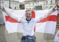 UEFA Euro 2020 quarter final match screened live in Trafalgar Square (fanzone), London.