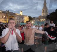 UEFA Euro 2020 quarter final match screened live in Trafalgar Square (fanzone), London.