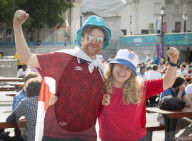 UEFA Euro 2020 quarter final match screened live in Trafalgar Square (fanzone), London.