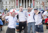 UEFA Euro 2020 quarter final match screened live in Trafalgar Square (fanzone), London.