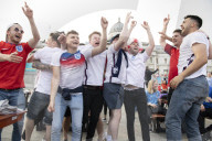 UEFA Euro 2020 quarter final match screened live in Trafalgar Square (fanzone), London.