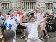 UEFA Euro 2020 quarter final match screened live in Trafalgar Square (fanzone), London.