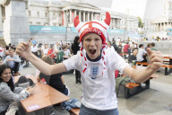UEFA Euro 2020 quarter final match screened live in Trafalgar Square (fanzone), London.