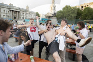 UEFA Euro 2020 quarter final match screened live in Trafalgar Square (fanzone), London.