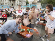 UEFA Euro 2020 quarter final match screened live in Trafalgar Square (fanzone), London.