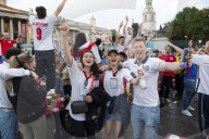 UEFA Euro 2020 quarter final match screened live in Trafalgar Square (fanzone), London.