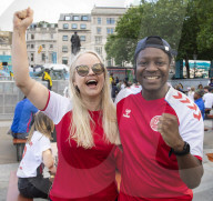 UEFA Euro 2020 quarter final match screened live in Trafalgar Square (fanzone), London.