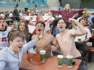UEFA Euro 2020 quarter final match screened live in Trafalgar Square (fanzone), London.