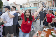 UEFA Euro 2020 quarter final match screened live in Trafalgar Square (fanzone), London.