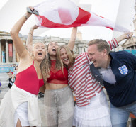 UEFA Euro 2020 quarter final match screened live in Trafalgar Square (fanzone), London.