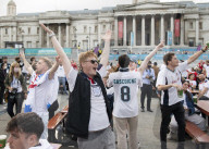 UEFA Euro 2020 quarter final match screened live in Trafalgar Square (fanzone), London.