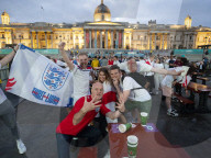 UEFA Euro 2020 quarter final match screened live in Trafalgar Square (fanzone), London.