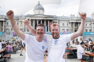 UEFA Euro 2020 quarter final match screened live in Trafalgar Square (fanzone), London.