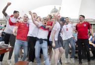 UEFA Euro 2020 quarter final match screened live in Trafalgar Square (fanzone), London.