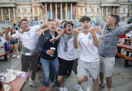 UEFA Euro 2020 quarter final match screened live in Trafalgar Square (fanzone), London.
