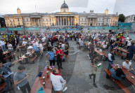 UEFA Euro 2020 quarter final match screened live in Trafalgar Square (fanzone), London.