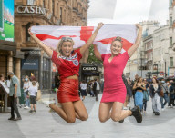 England fans start to arrive in London ahead of the Euro 2020 semi-finals