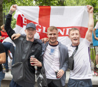 England fans roam around London's West End chanting and drinking before the Euros final match between England and Italy.