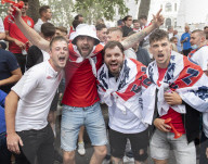 England fans roam around London's West End chanting and drinking before the Euros final match between England and Italy.