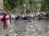 England fans roam around London's West End chanting and drinking before the Euros final match between England and Italy.