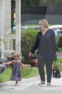 Proud grandma Kirstie Alley, 70, enjoys a family lunch date with son William True Stevenson, 28, and his two young children.