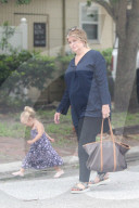 Proud grandma Kirstie Alley, 70, enjoys a family lunch date with son William True Stevenson, 28, and his two young children.