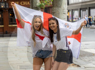 Fans celebrate ahead of England’s battle against Italy in the Euros final at Wembley. 
