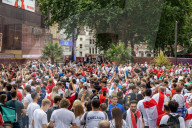 Fans celebrate ahead of England’s battle against Italy in the Euros final at Wembley. 