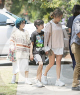 Jennifer Lopez Shows A Little Leg While Running Errands With Her Twins
