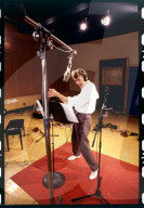 David Bowie in a recording session at Atlantic Studios in New York City for the soundtrack of the movie 'Labyrinth' in December, 1985. Arif Mardin was the producer.