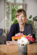 Mariana Leky in her apartment in Prenzlauer Berg district, Berlin