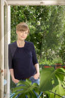 Mariana Leky in her apartment in Prenzlauer Berg district, Berlin