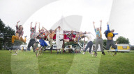 Revel Puck Circus bring ‘The Wing Scuffle Spectacular – a celebration of fear’ to Leyton Jubilee Park, London.