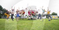 Revel Puck Circus bring ‘The Wing Scuffle Spectacular – a celebration of fear’ to Leyton Jubilee Park, London.