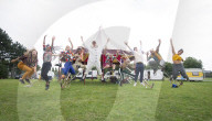 Revel Puck Circus bring ‘The Wing Scuffle Spectacular – a celebration of fear’ to Leyton Jubilee Park, London.