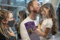 First arrivals at Heathrow airport from America to the UK since restrictions lifted.